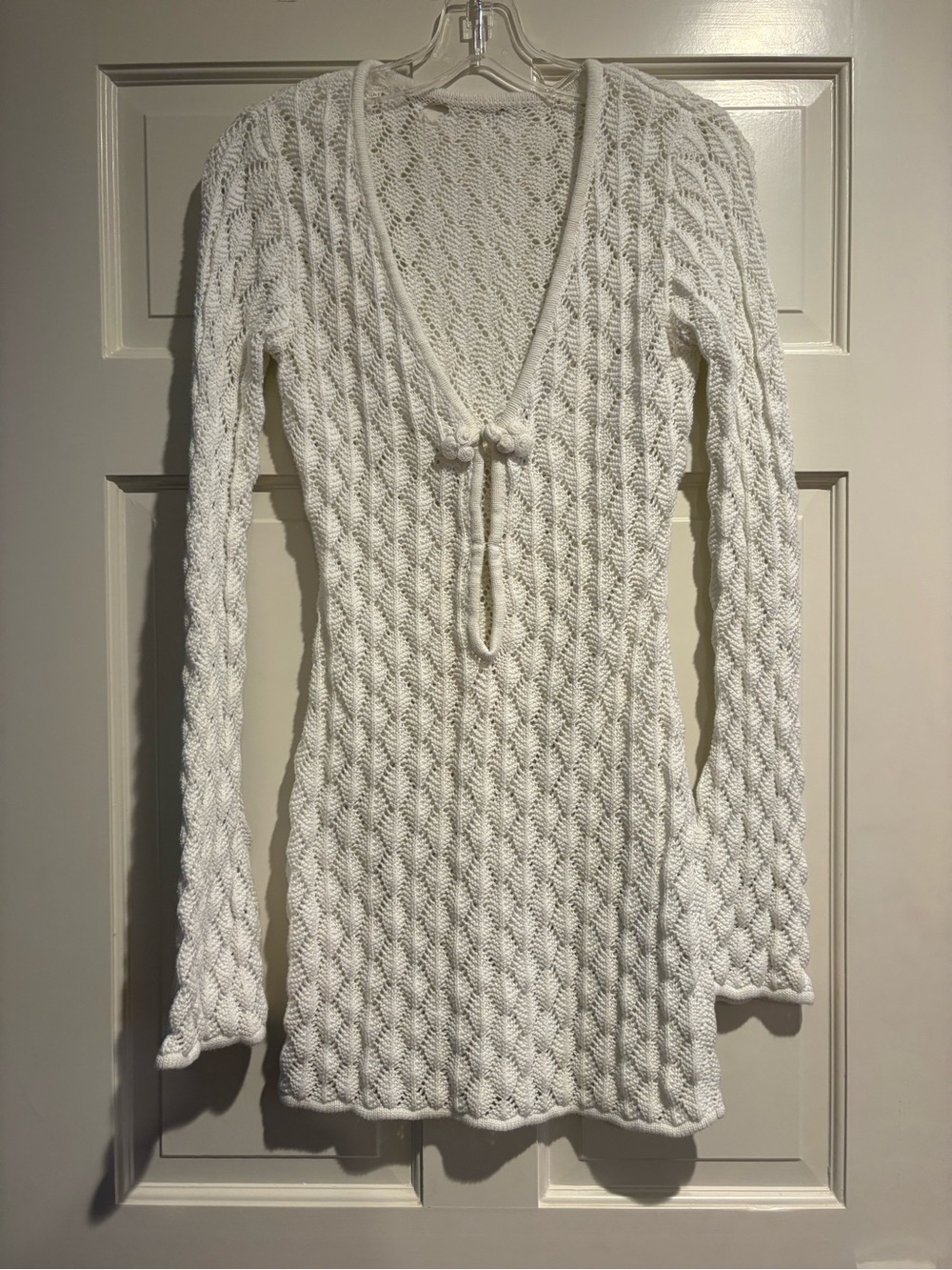 Edikted White Crochet Knit Swim Coverup